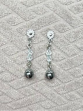 Sterling Silver Dangle Earrings with Hematite  Beads